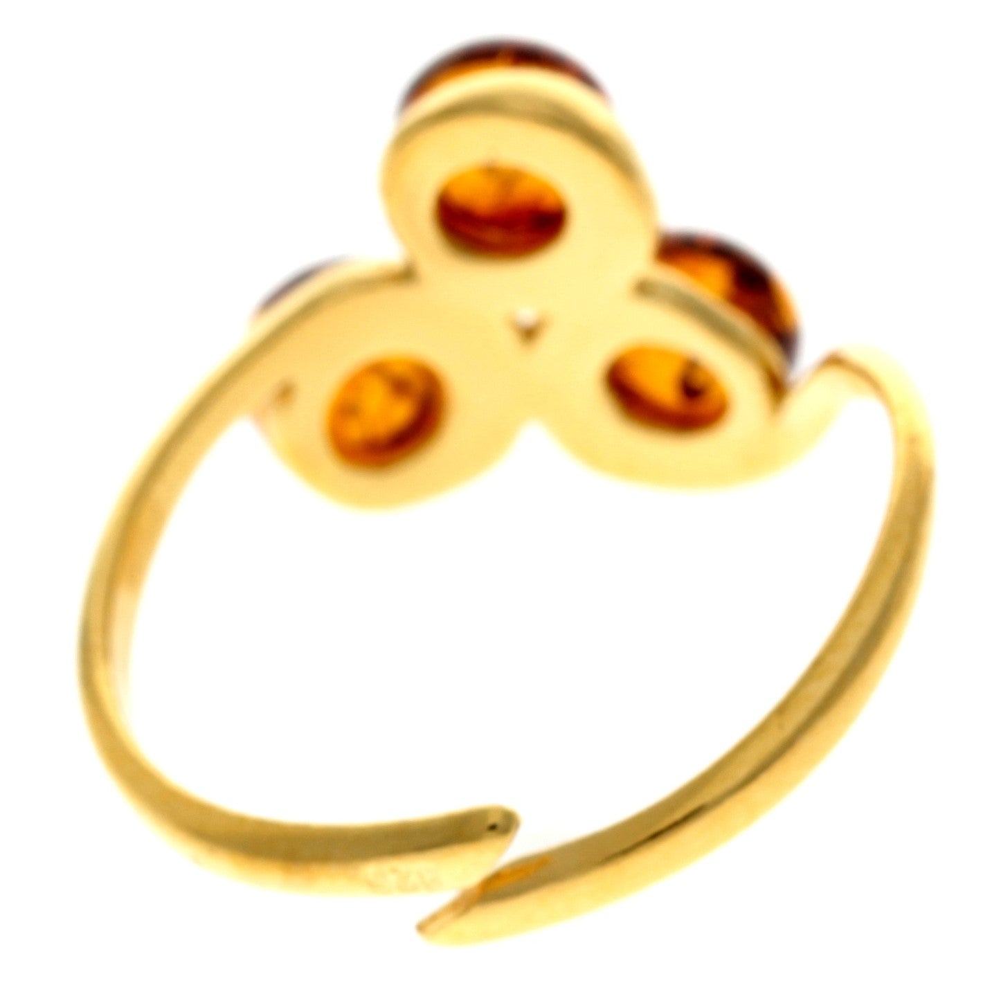 Genuine Baltic Amber and 925 Sterling Silver Gold Plated with 1 micron of 22 Carat Gold Adjustable Ring - MG402