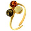 Genuine Baltic Amber and 925 Sterling Silver Gold Plated with 1 micron of 22 Carat Gold Adjustable Ring - MG402