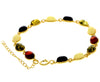 Classic 925 Sterling Silver Gold Plated with 22 Carat Gold 19 cm + 4.5 cm Link Bracelet set with Genuine Baltic Amber Gemstones - MG501