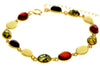 Classic 925 Sterling Silver Gold Plated with 22 Carat Gold 19 cm + 4.5 cm Link Bracelet set with Genuine Baltic Amber Gemstones - MG501