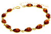 Classic 925 Sterling Silver Gold Plated with 22 Carat Gold 19 cm + 4.5 cm Link Bracelet set with Genuine Baltic Amber Gemstones - MG502