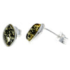 925 Sterling Silver & Genuine Baltic Amber Classic Oval Studs Earrings - 8343