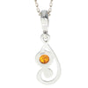 925 Sterling Silver & Genuine Baltic Amber Classic Pendant - 664