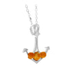 925 Sterling Silver & Genuine Baltic Amber Classic Anchor Pendant -669