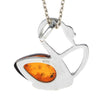 925 Sterling Silver & Genuine Teardrop Baltic Amber Swan Pendant - 672