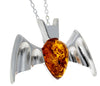 925 Sterling Silver & Baltic Amber Bat Pendant - 692