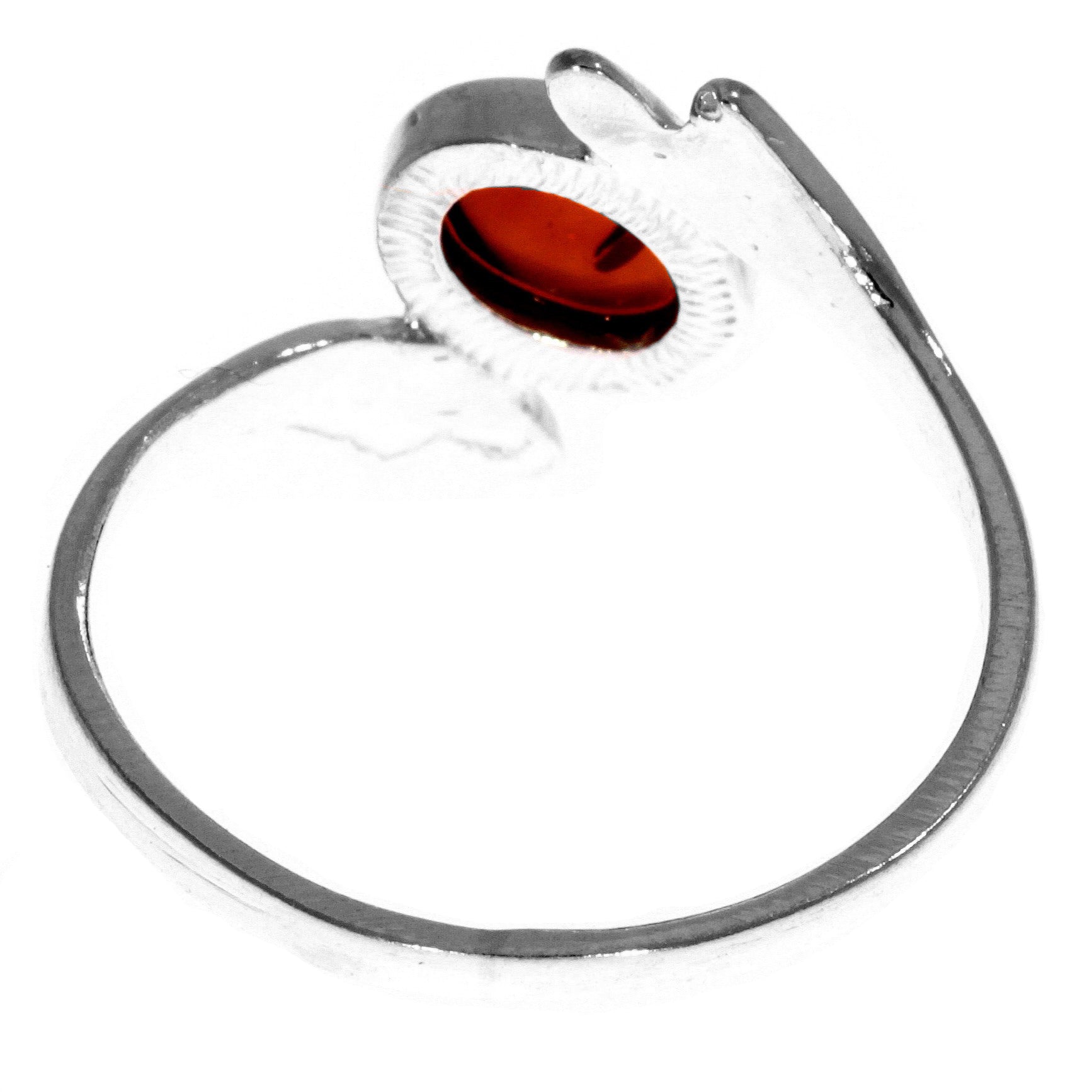 925 Sterling Silver & Genuine Baltic Amber Modern Designer Ring - 7257