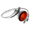 925 Sterling Silver & Genuine Baltic Amber Modern Designer Ring - 7257