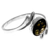 925 Sterling Silver & Genuine Baltic Amber Modern Designer Ring - 7257