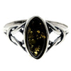 925 Sterling Silver & Genuine Baltic Amber Celtic Classic Ring - 7503