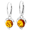 925 Sterling Silver with Genuine Baltic Amber Classic Drop Earrings - 8169