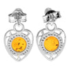 925 Sterling Silver with Genuine Baltic Amber Classic Drop Earrings - 8169