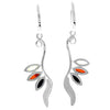 925 Sterling Silver & Genuine Baltic Amber Modern Drop Dangling Earrings - 8174