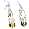 925 Sterling Silver & Genuine Baltic Amber Large Drop Earrings - 8211