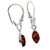 925 Sterling Silver & Genuine Baltic Amber Classic Drop Earrings - 8268D