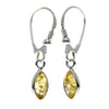 925 Sterling Silver & Genuine Baltic Amber Classic Drop Earrings - 8268D