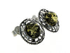 925 Sterling Silver & Genuine Baltic Amber Classic Round Studs Earrings - 8438