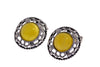 925 Sterling Silver & Genuine Baltic Amber Classic Round Studs Earrings - 8438