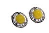 925 Sterling Silver & Genuine Baltic Amber Classic Round Studs Earrings - 8438