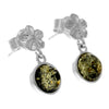 925 Sterling Silver & Genuine Baltic Amber Flower Studs Dangling Earrings - 8506