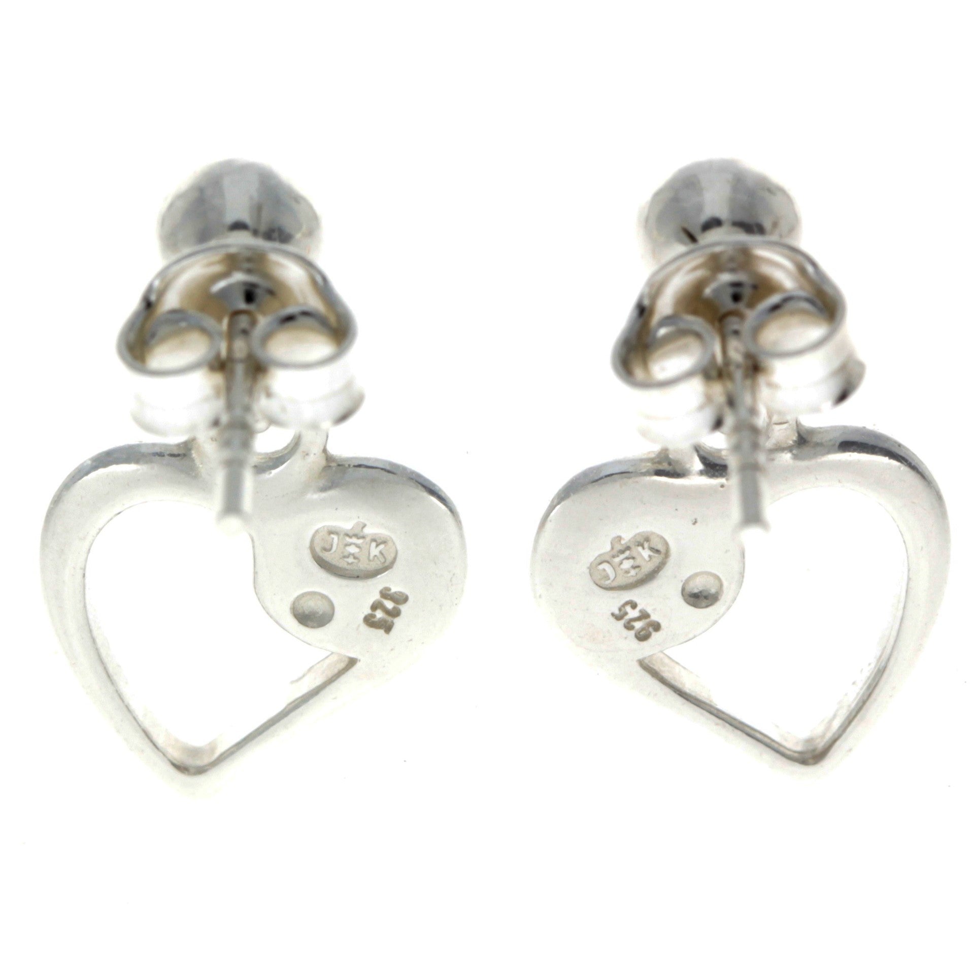 925 Sterling Silver & Genuine Baltic Amber Heart Drop Earrings - AA005