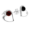 925 Sterling Silver & Genuine Baltic Amber Heart Studs Earrings - AA005