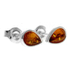 925 Sterling Silver & Genuine Baltic Amber Little Pears Studs Earrings  - AA013