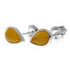 925 Sterling Silver & Genuine Baltic Amber Little Pears Studs Earrings  - AA013