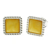 925 Sterling Silver & Genuine Baltic Amber Classic Square Studs Earrings - AA028