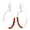 925 Sterling Silver & Baltic Amber Large Drop Hoops Earrings - AA032