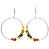 925 Sterling Silver & Baltic Amber Large Drop Hoops Earrings - AA032