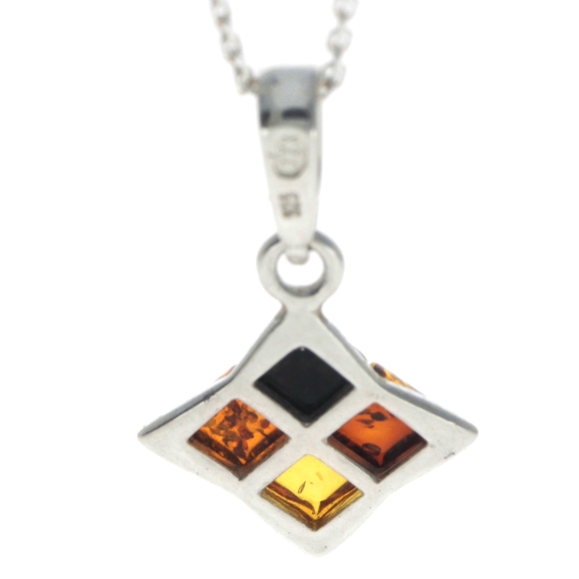 925 Sterling Silver & Genuine Baltic Amber Classic Pendant - AA207