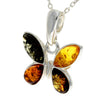 925 Sterling Silver & Genuine Baltic Amber Classic Butterfly Pendant - AA228