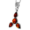 925 Sterling Silver & Genuine Baltic Amber Modern Trio Pendant  AA230