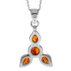 925 Sterling Silver & Genuine Baltic Amber Modern Trio Pendant  AA230