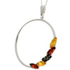 925 Sterling Silver & Baltic Amber Multistone Large Circle Amber Modern Pendant - AA244