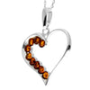 925 Sterling Silver & Genuine Baltic Amber Multi Stone Heart Pendant - AA245