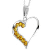 925 Sterling Silver & Genuine Baltic Amber Multi Stone Heart Pendant - AA245