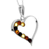 925 Sterling Silver & Genuine Baltic Amber Multi Stone Heart Pendant - AA245