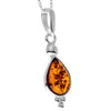 925 Sterling Silver & Genuine Baltic Amber Teardrop Classic Pendant - AA247