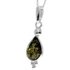 925 Sterling Silver & Genuine Baltic Amber Teardrop Classic Pendant - AA247