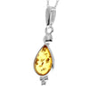 925 Sterling Silver & Genuine Baltic Amber Teardrop Classic Pendant - AA247