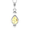 925 Sterling Silver & Genuine Baltic Amber Teardrop Classic Pendant - AA247