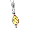 925 Sterling Silver & Genuine Baltic Amber Teardrop Classic Pendant - AA247