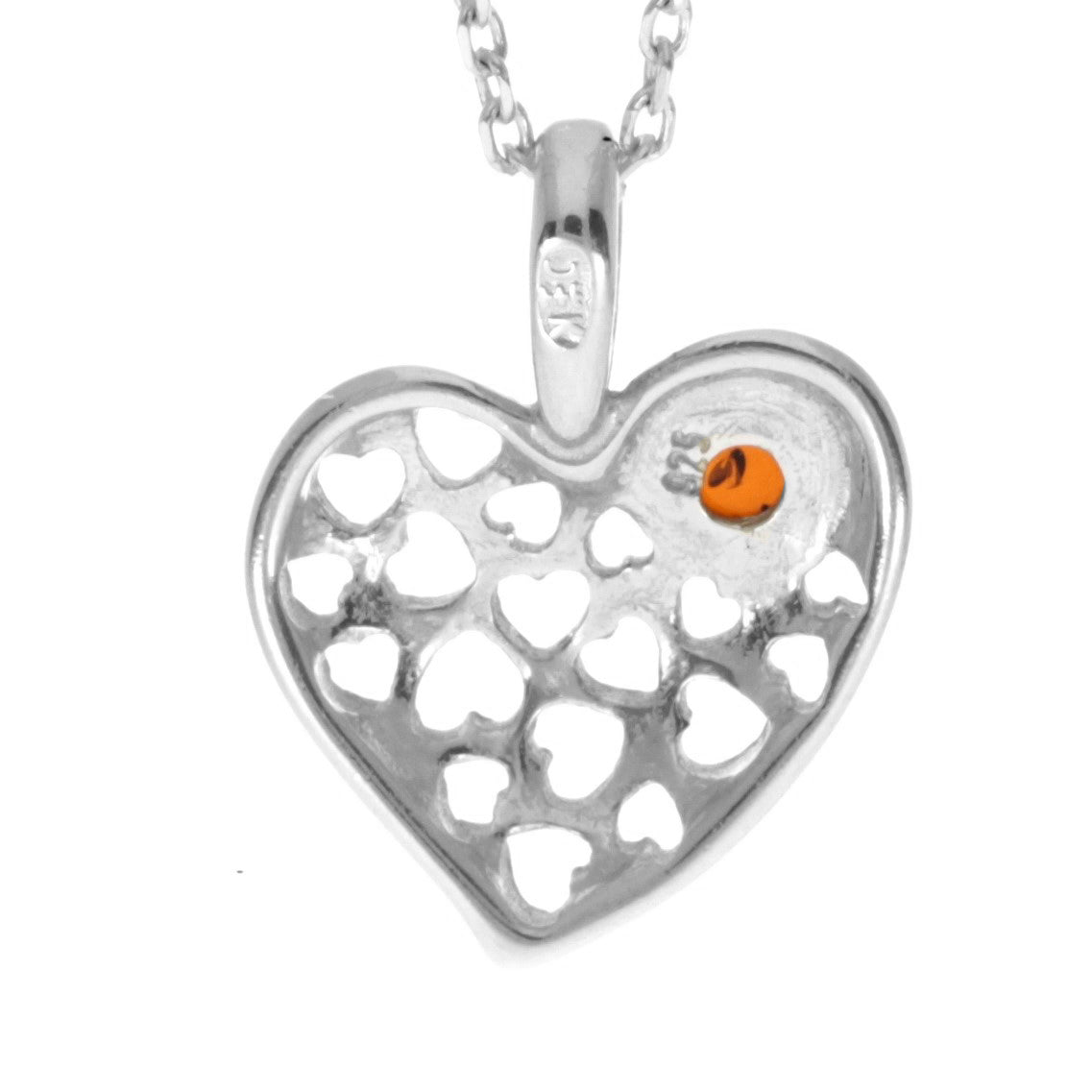 925 Sterling Silver & Genuine Baltic Amber Small Heart Pendant - AA248