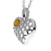 925 Sterling Silver & Genuine Baltic Amber Small Heart Pendant - AA248