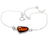 925 Sterling Silver & Genuine Baltic Amber Heart Bracelet 18 cm + 3 cm  - AA503