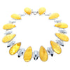 925 Sterling Silver & Genuine Baltic Amber Exclusive Link Bracelet - AA504