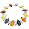 925 Sterling Silver & Genuine Baltic Amber Exclusive Link Bracelet - AA504