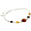 925 Sterling Silver & Genuine Baltic Amber Snake Chain Bracelet with extender - AA507